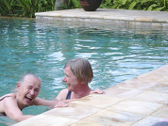 taking mother for a swim