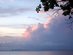 sunset on long beach in ko lanta