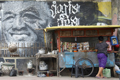 tea stand with street-art