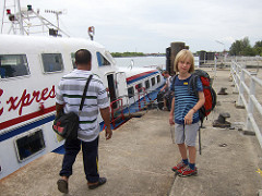 getting on the ferry from sathun to langkawi
