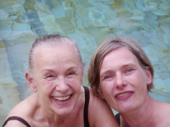 taking mother for a swim