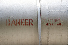 danger - do not enter empty tank