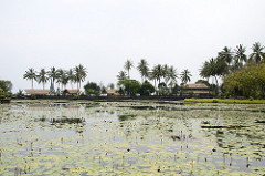 pool next to the temple in candidasa, bali