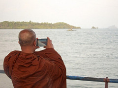 modern monk at sundown