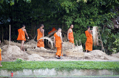 monks preparing ceremony